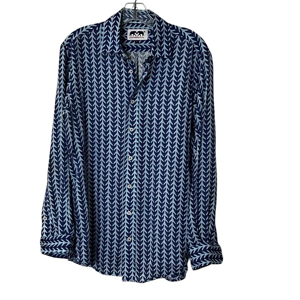 Love Brand & Co ABACO Men's Linen Shirt Long Sleeve Button Down Whale Tale M - Picture 3 of 15